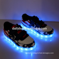 Hot sale colorful flag pattern kids running shoes with led light